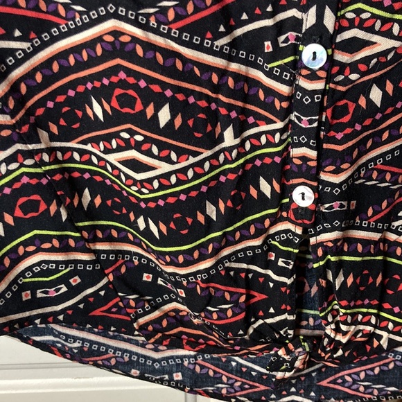 ❤️🔥5/20$ PAPAYA💫 Women’s Brown/Red Detailed Print Sleeve-less Button-Up Top - Picture 4 of 7